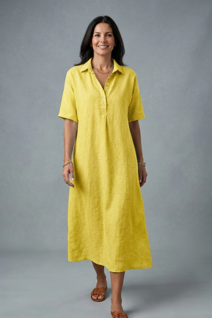 Cinzia Mosca™ Breezy Cotton Linen Polo Dress