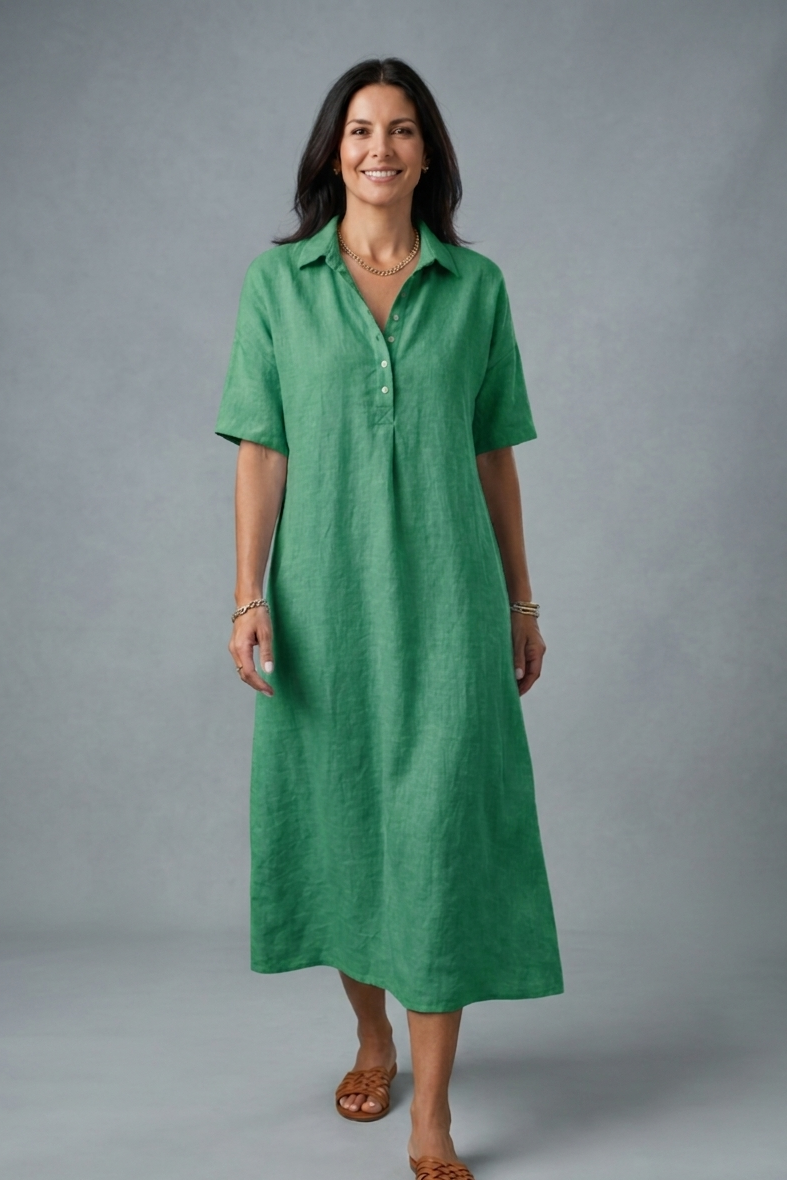 Cinzia Mosca™ Breezy Cotton Linen Polo Dress