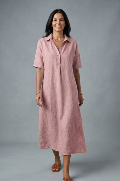 Cinzia Mosca™ Breezy Cotton Linen Polo Dress