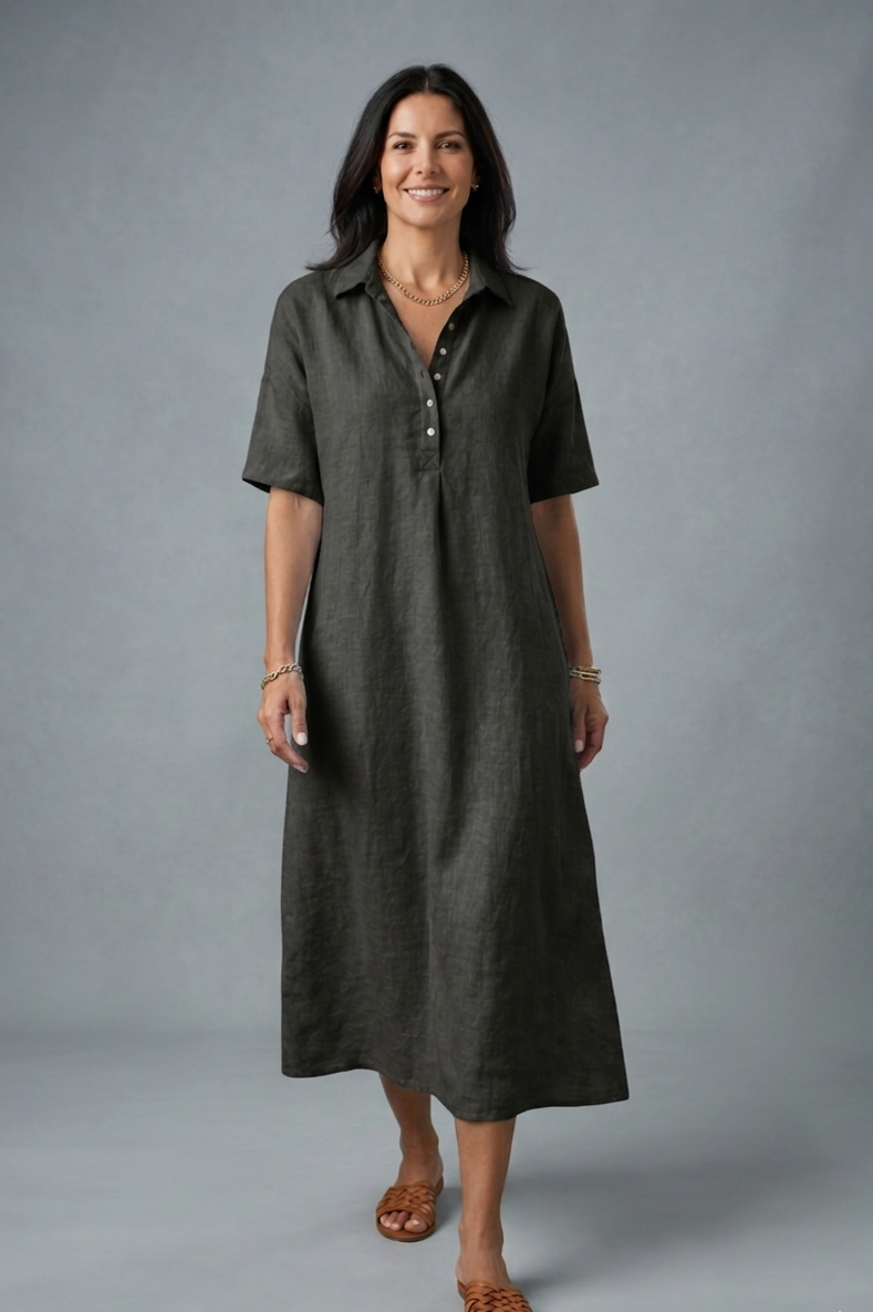 Cinzia Mosca™ Breezy Cotton Linen Polo Dress