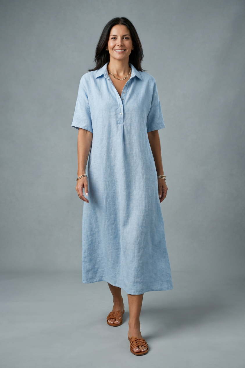 Cinzia Mosca™ Breezy Cotton Linen Polo Dress