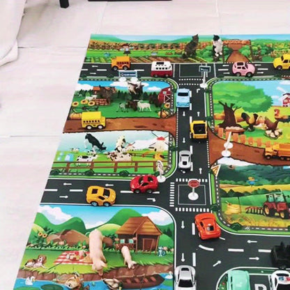 Vibrant Farm and Road Design Play Mat for Kids – Interactive Rug for Fun and Learning
