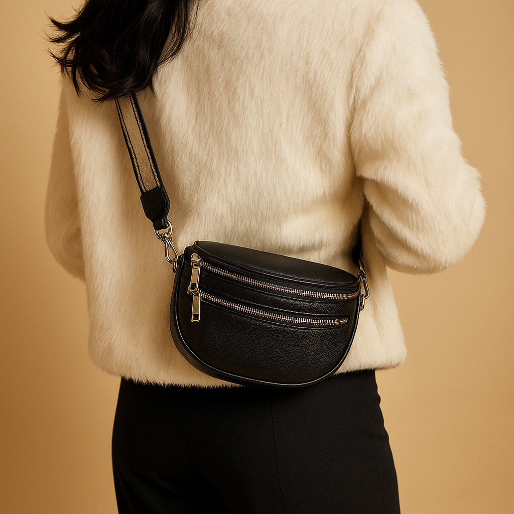 Mia | Sac Bandoulière Femme Élégant avec Double Fermeture Éclair | Compact et Pratique pour un Usage Quotidien 2