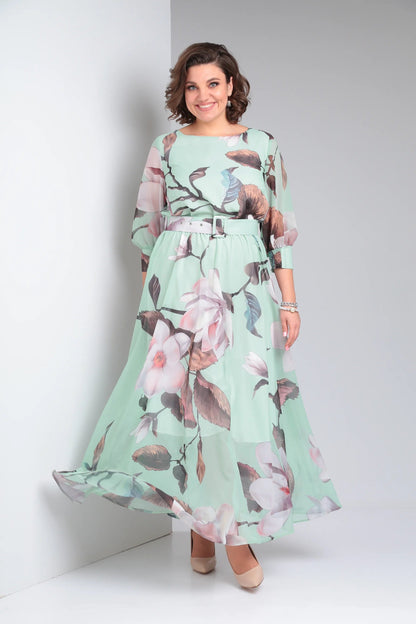 Melaza | Elegantes Maxikleid mit floralem Print und Taillengürtel