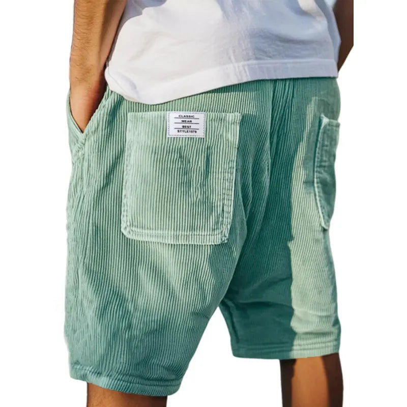Shorts hombre terciopelo acanalado cintura elástica bolsillos casual