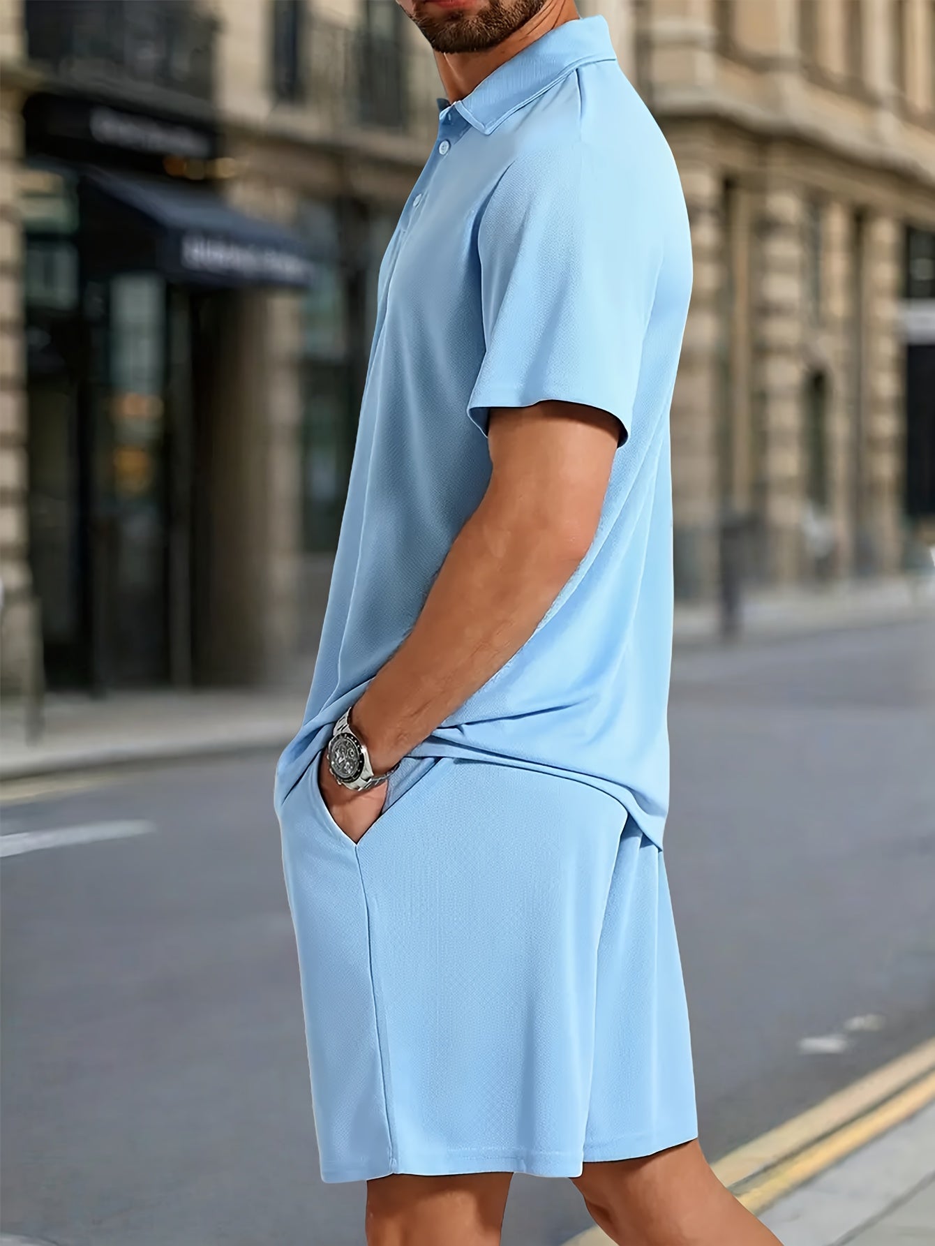 Declan | Textured Polo Shirt and Shorts Set