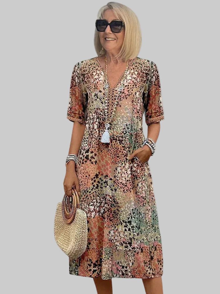 Marisse - Vestido midi floral de tacto suave