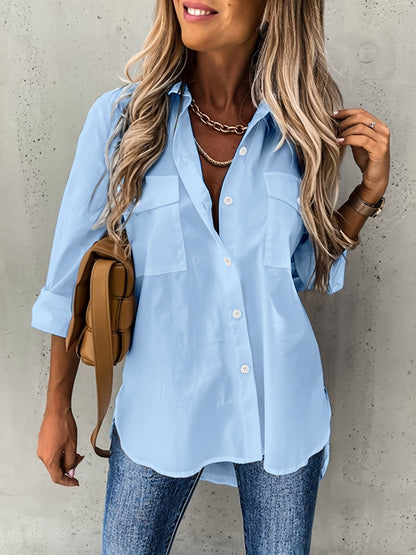 Women’s Lapel Collar Shirt – Lightweight Breathable Elegant Stylish Comfortable Casual Everyday Blouse