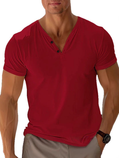 Jarven – Men Plain Short Sleeve V Neck T Shirt
