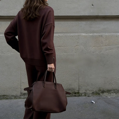 Høyhalset Sweatshirt med Sidelås & Bukse – 2-Delt Sett