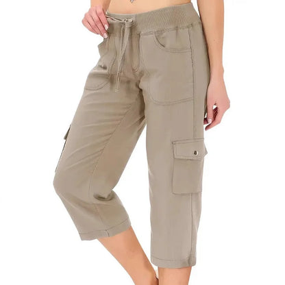 Mileni - Comodi Pantaloni Capri a Vita Alta Con Pratiche Tasche