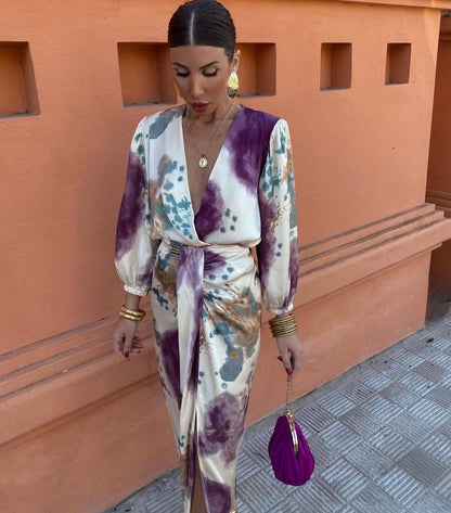 Vittoria™ | Elegant Cross V-Neck Dress