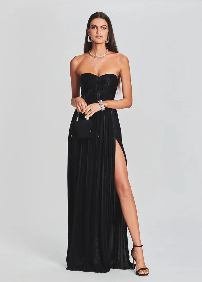 Schickes silbernes trägerloses Kleid für Hochzeit und Abendveranstaltungen
