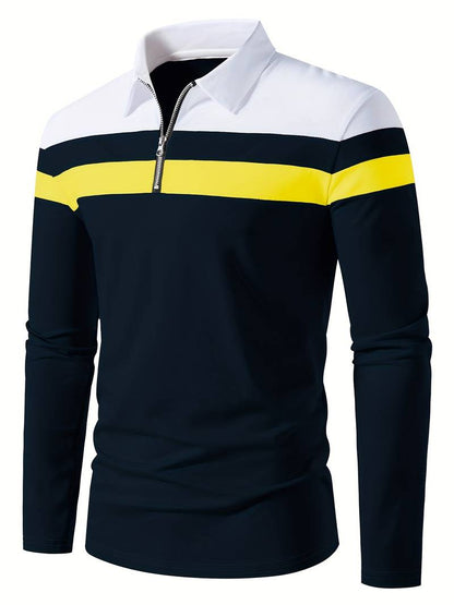 Harrison – Long-Sleeved Polo Shirt with Zipper | Men's Stylish Casual Polo Shirt