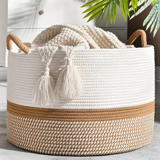 Boho Katoenen Opbergmand - Stijlvolle en Praktische Oplossing