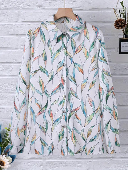 Trendige Damenbluse mit abstraktem Muster und Knopfleiste – Marlene