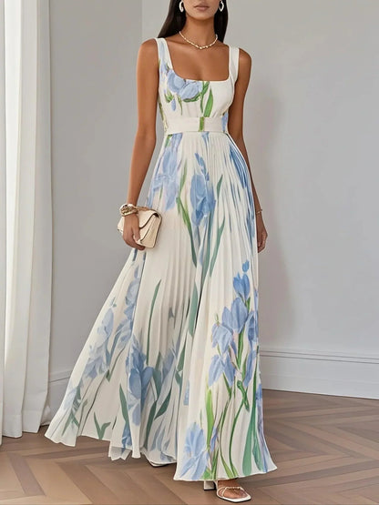 Isoldea – Floral Square-Neck Maxi Dress