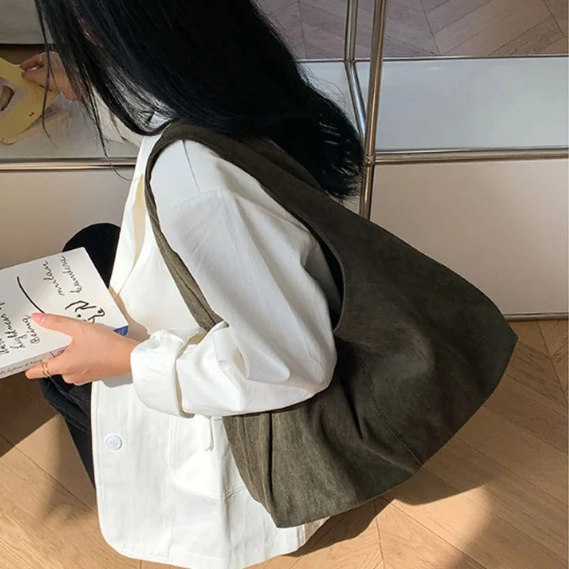Vintage Faux Suede Hobo Tote