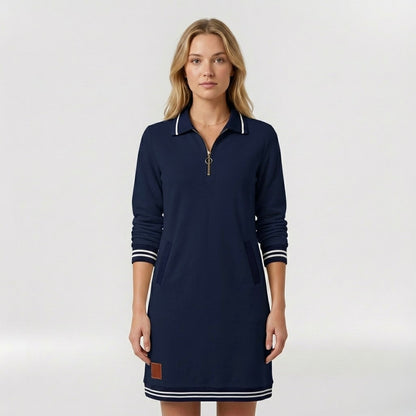 Abito Corto Casual da Donna con Zip e Colletto – Vestito Sportivo Elegante