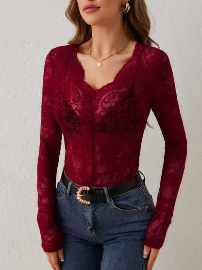 Spitzenshirt Damen | Langarm