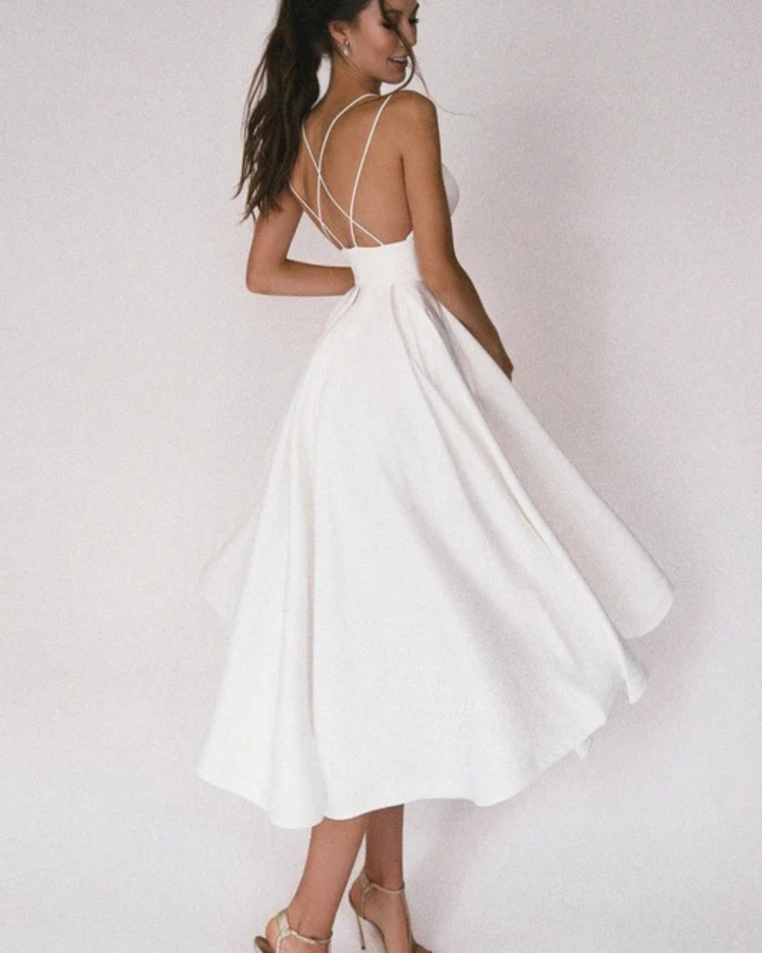 Damen Cocktail-Abendkleid mit Spaghettiträgern | Midi
