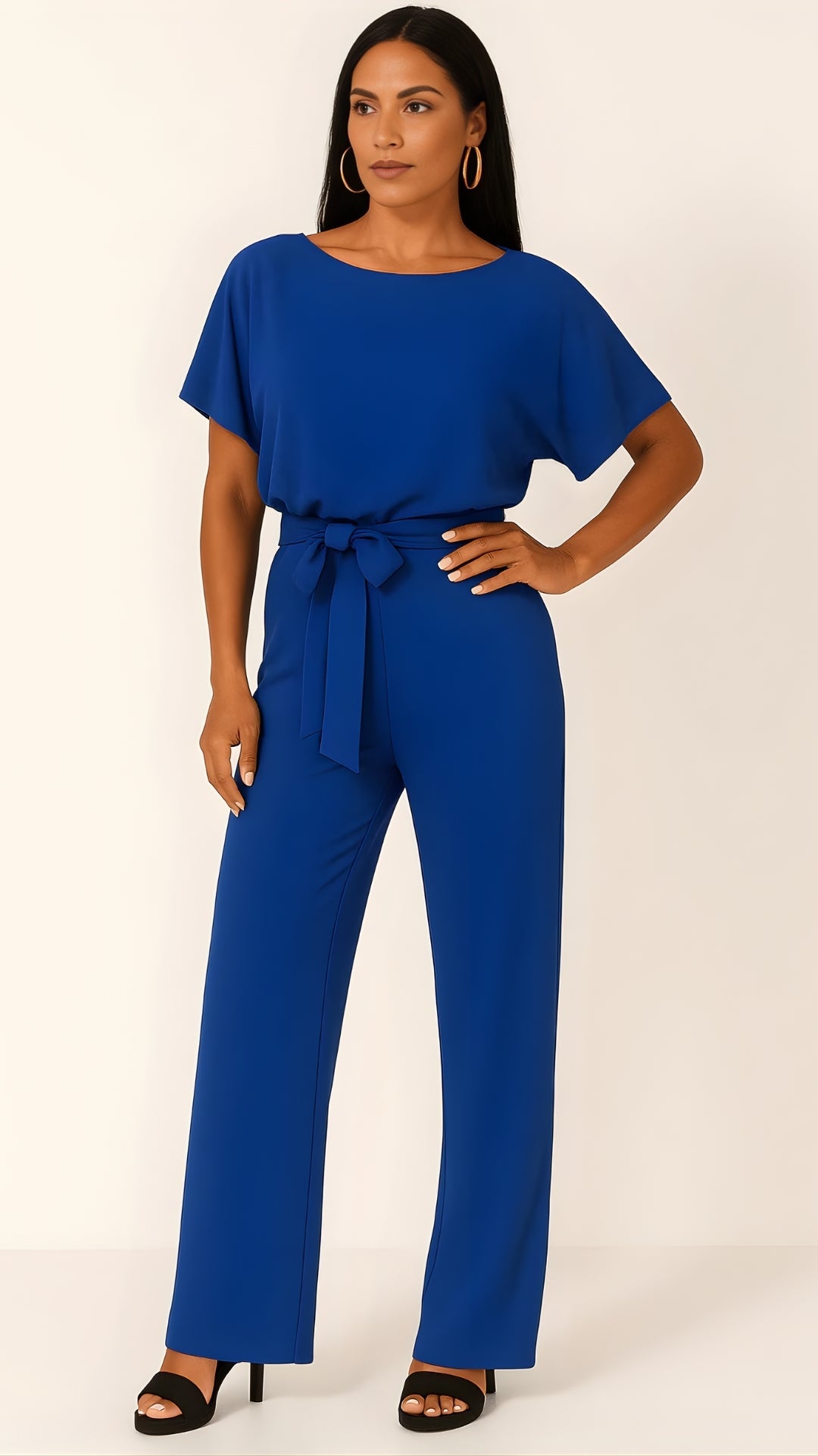 Damen Jumpsuit mit Bindegürtel – Fließendes Bein für Besondere Anlässe