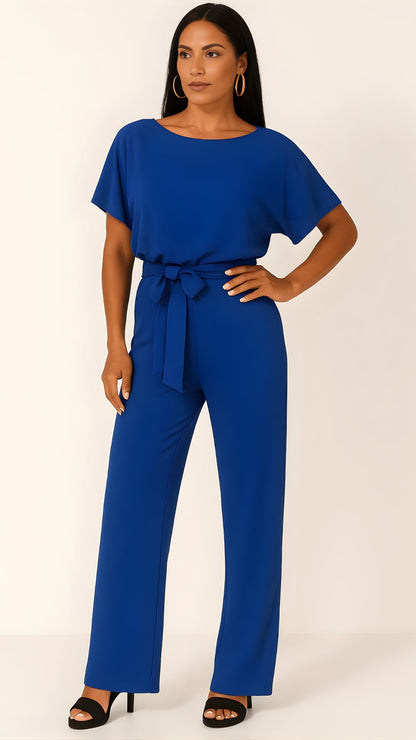 Damen Jumpsuit mit Bindegürtel – Fließendes Bein für Besondere Anlässe