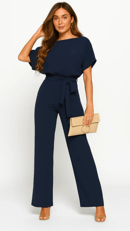 Damen Jumpsuit mit Bindegürtel – Fließendes Bein für Besondere Anlässe