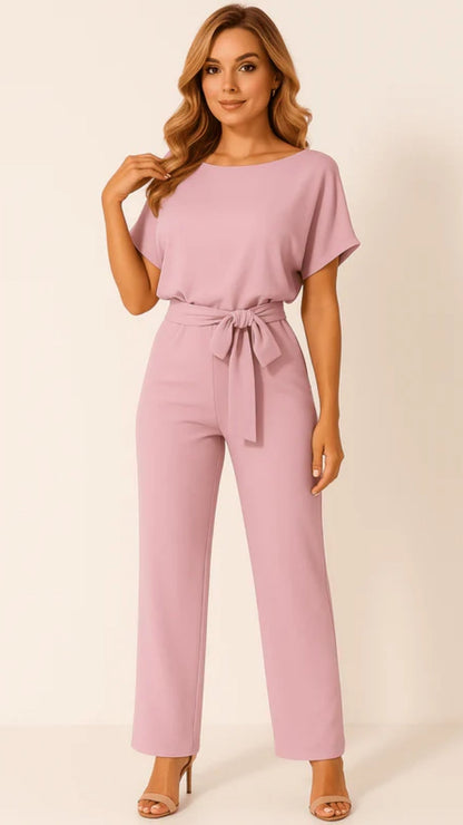 Damen Jumpsuit mit Bindegürtel – Fließendes Bein für Besondere Anlässe