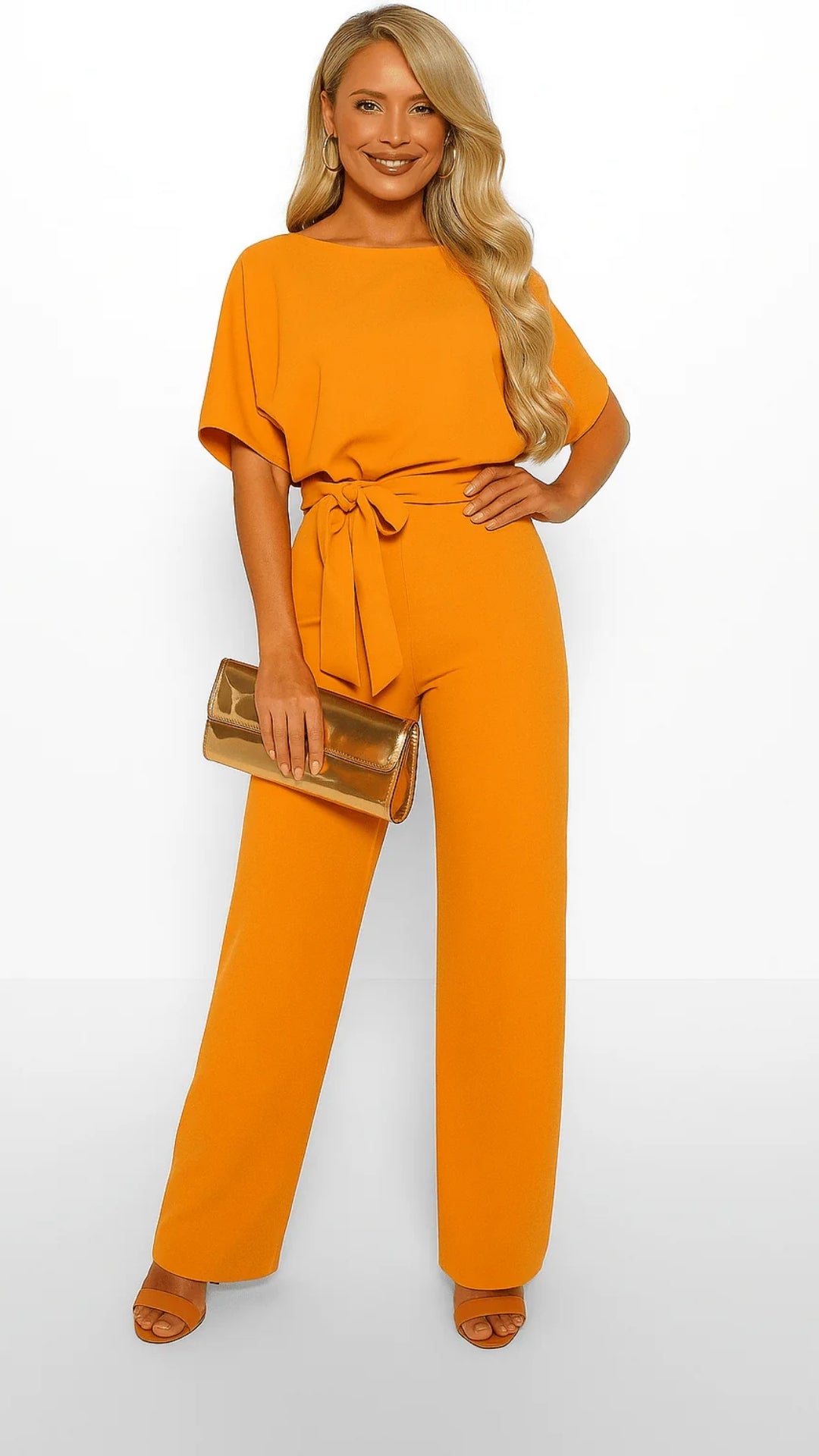Damen Jumpsuit mit Bindegürtel – Fließendes Bein für Besondere Anlässe