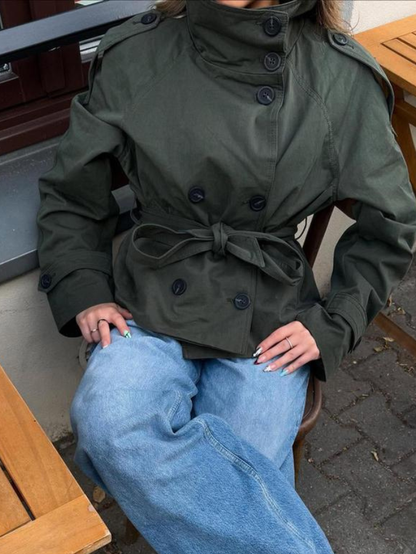 Serelune - Short Double Breasted Jacket With Belt