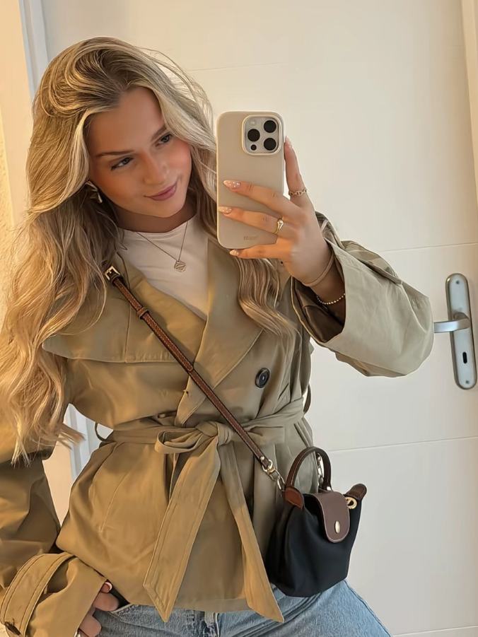 Serelune - Short Double Breasted Jacket With Belt