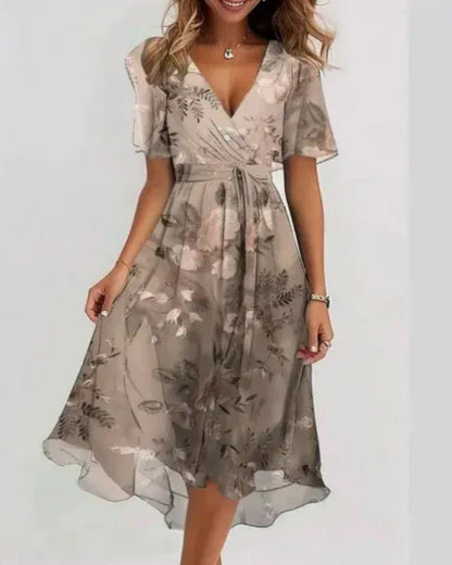 Damen Luftiges Sommerkleid mit Wickeloptik | Midi