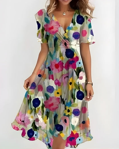 Damen Luftiges Sommerkleid mit Wickeloptik | Midi