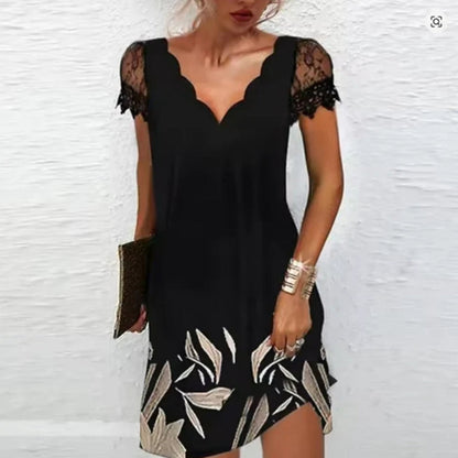 Damen Midi-Abendkleid mit Spitze – Elegante Details für stilvolle Anlässe