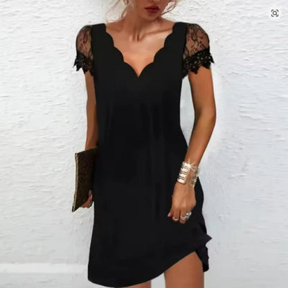 Damen Midi-Abendkleid mit Spitze – Elegante Details für stilvolle Anlässe