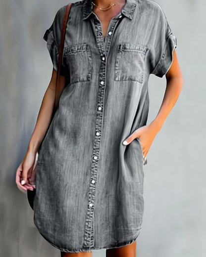 Damen Midi Sommerkleid im Hemdblusenstil | Festlich und Vintage