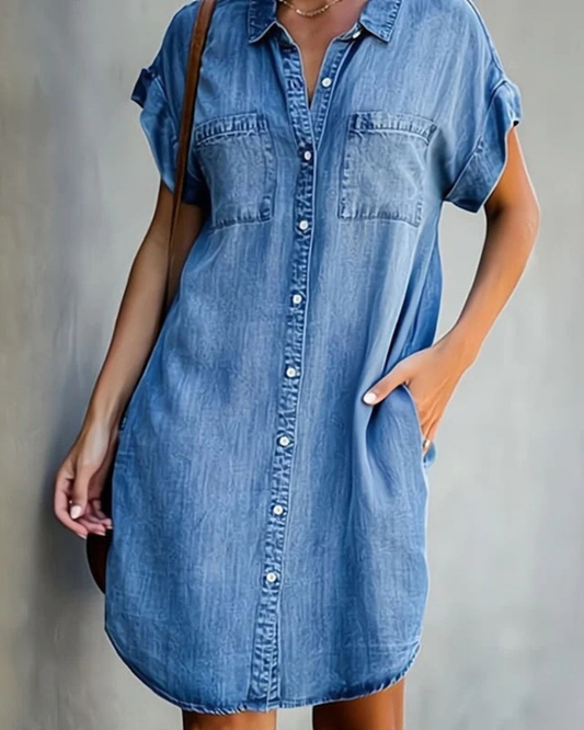 Damen Midi Sommerkleid im Hemdblusenstil | Festlich und Vintage