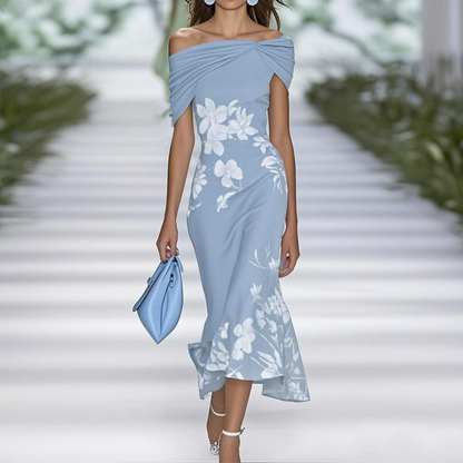 Damen Midi Sommerkleid mit Blumenmuster | Elegantes Kleid