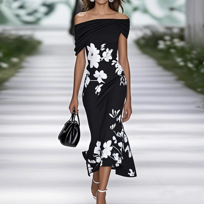 Damen Midi Sommerkleid mit Blumenmuster | Elegantes Kleid