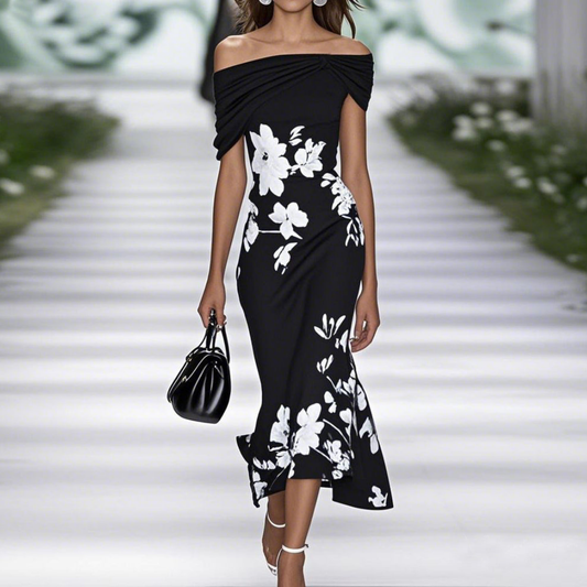 Damen Midi Sommerkleid mit Blumenmuster | Elegantes Kleid