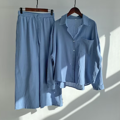 Damen Sommer Zweiteiler | Bluse und Hose Set