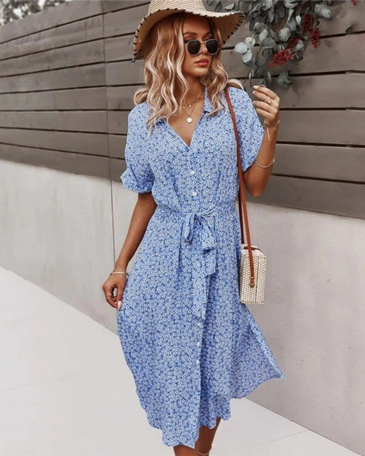 Damen-Sommerkleid mit Blumenmuster | Midi