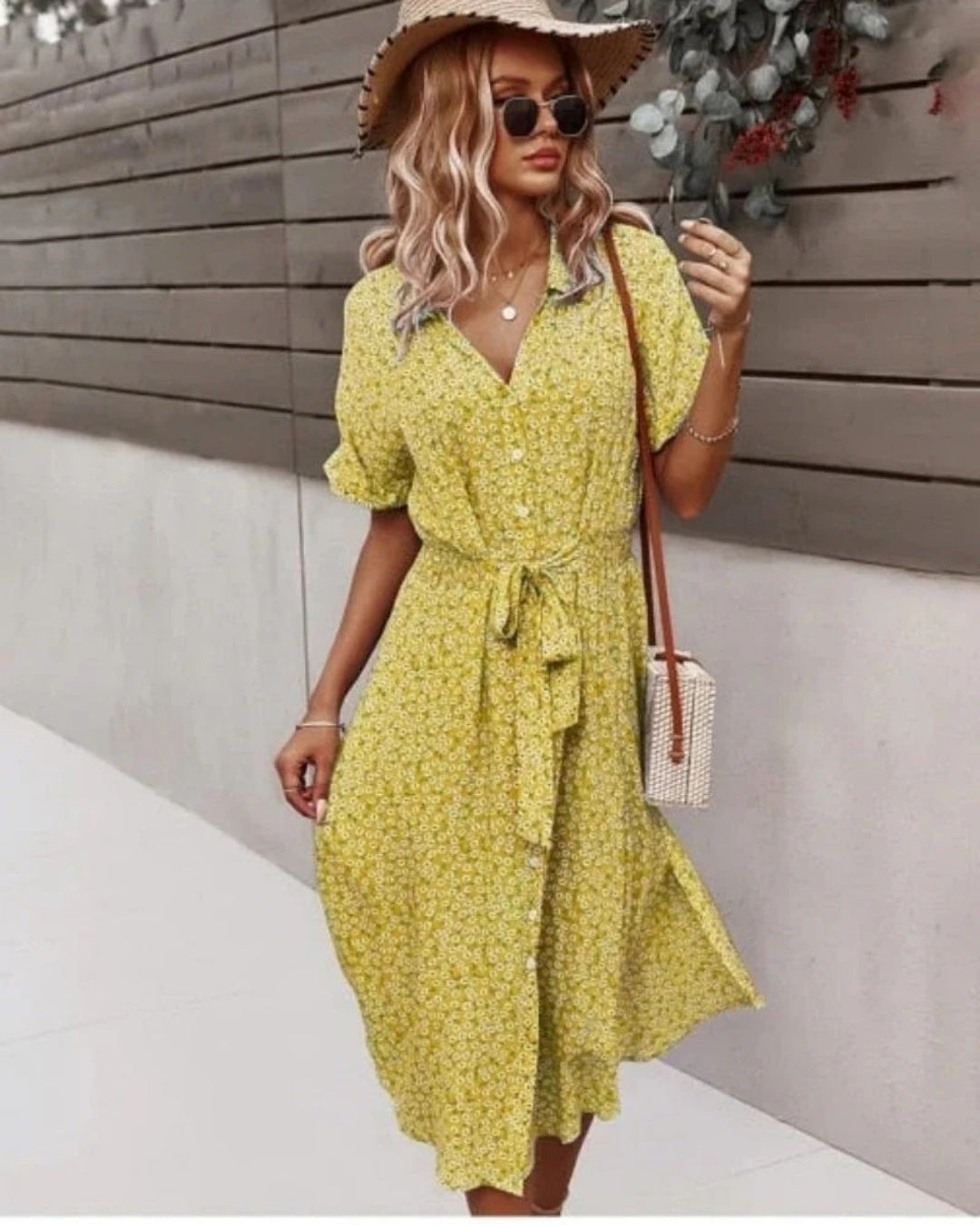 Damen-Sommerkleid mit Blumenmuster | Midi