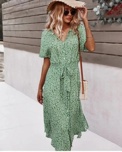 Damen-Sommerkleid mit Blumenmuster | Midi