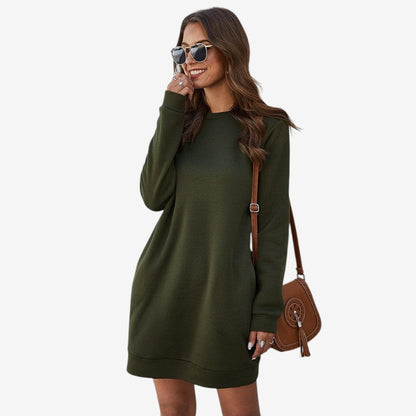 Elyndra - Long sleeve sweater dress with round neck
