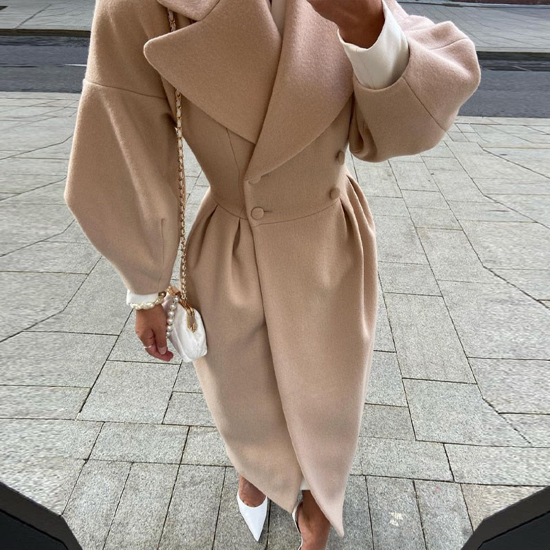 Damen Trenchcoat | Doppelreihig mit Revers & Langer Passform