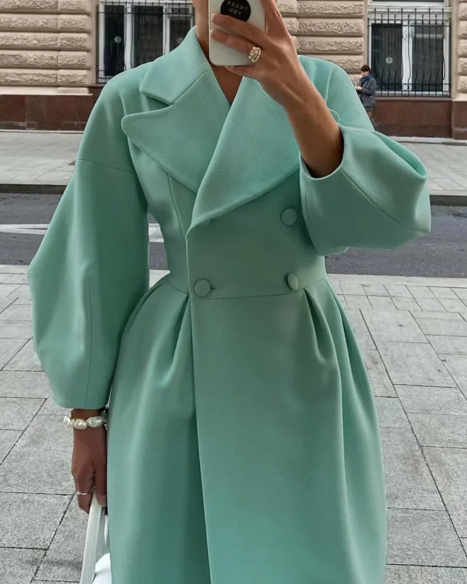Damen Trenchcoat | Doppelreihig mit Revers & Langer Passform