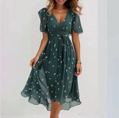 Viyah - Womens Wrap Dress With V Neck Short Sleeve