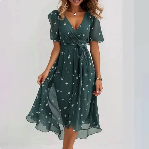 Viyah - Womens Wrap Dress With V Neck Short Sleeve